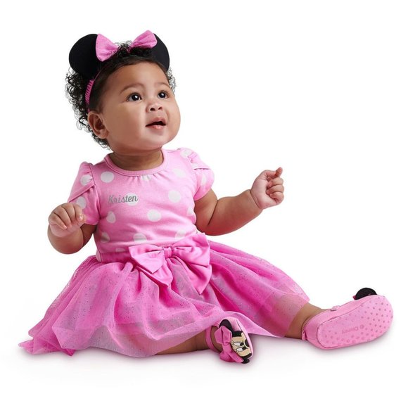 MINNIE MOUSE PINK 2 PCS BABY BODYSUIT DRESS - Picture 1 of 4
